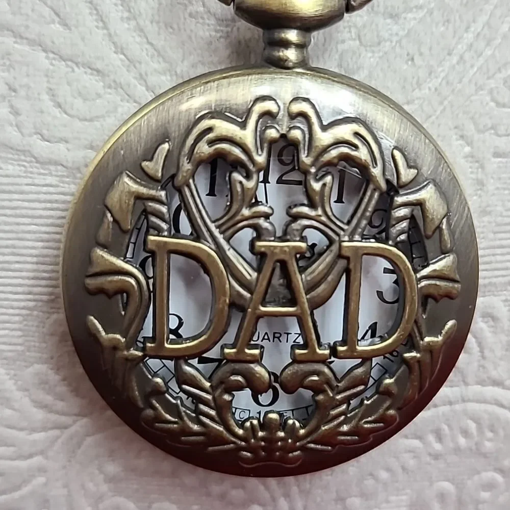 Dad Pocket Watch Antique Bronze Quartz Chain Father’s Day Gift Vintage Style